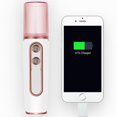 China Moisturizer Double Hole Spray Electric Face Steamer With Power Bank Nano Facial Mist Sprayer for sale