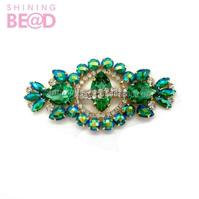 China Garment green ab rhinestone embellishment patch decorate for dress belt wedding garment decoration supplier for sale