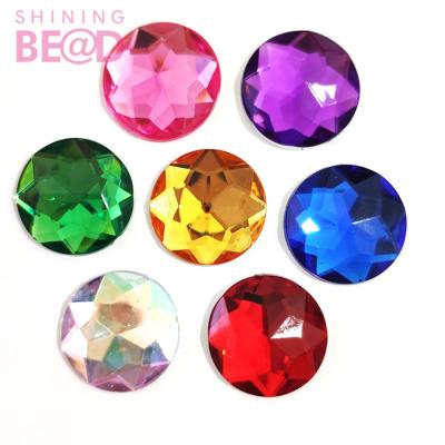 China Flatback Sew On Acrylic Colored Stones Jewelry Acrylic Stone Round Shape Flat Back Rhinestones for sale