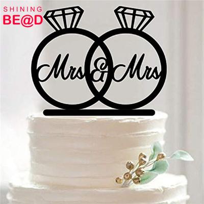 China To Marry Top 2018 Decoration Selling Mrs&Mrs Lesbian Wedding Cake Topper Diamond Design Acrylic Cake Topper Topper for sale