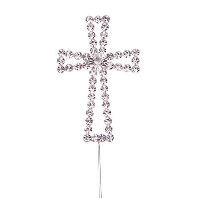 China Wholesale Alloy Rhinestone Cake Topper For Baby Baptism Party Cross Decoration,Cross Cake Topper for sale