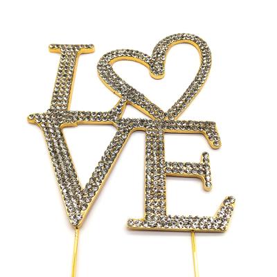 China Wholesale Alloy LOVE Crystal Rhinestone Cake Topper For Wedding, Cake Topper, Wedding Cake Love Toppers for sale