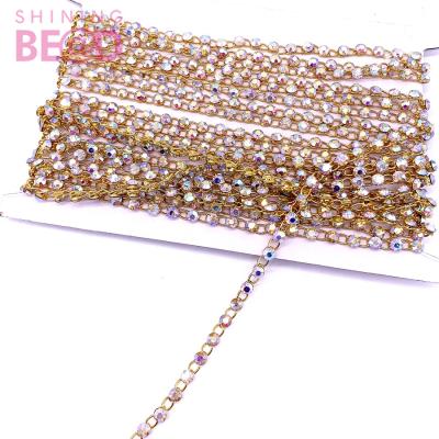 China Bags Fashion Crystal Rhinestone Trimming Bridal Dress AB Decoration For Wedding Dresses Garment Applique Trim for sale