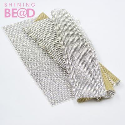 China Bags Rhinestones Glass Mesh Trim Rhinestones Beads Applique Hotfix Banding Crystal Fabric Sheet For Dress for sale