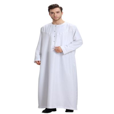 China Solid Saudi Arabian Men Jubba Thobe Kimono Casual Long Robe Muslim Kaftan Wear Abaya Kaftan Islam Dubai Arabic Robe Islamic Clothing for sale