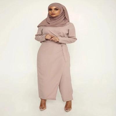 China Fashion Abayas For Women Dubai Abaya Muslim Turkey Set Overalls Outwear Robe Longue Femme Kaftan Islamic Clothing Wrap Dress Jurk for sale