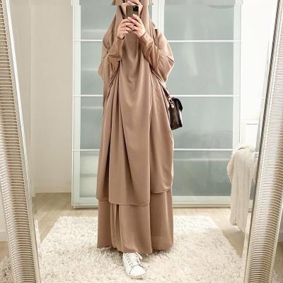 China Fashion Ramadan Abayas For Women Muslims 2 Piece Sets Eid Mubarak Abaya Dubai Turkey Prayer Dress Islam Jilbab Khimar Muslim Burqa for sale