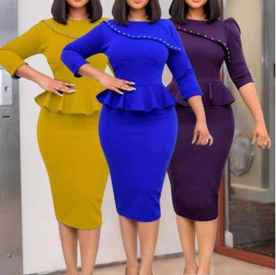 China The other new European and American women's African beaded pencil skirt plus size slim dress for sale