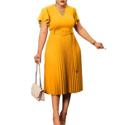 China Breathable Plus Size African Dress Women's V-Neck African Dress Women Clothing Mother Dresses Casual Summer for sale