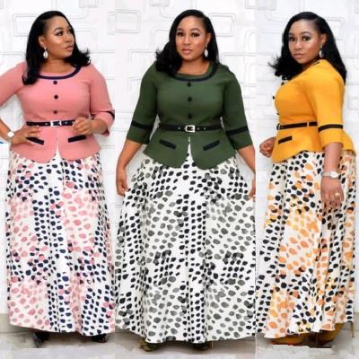 China African Clothing Patterns African Plus Size Women Clothing Choker Neck Button African Print Dress For Women for sale