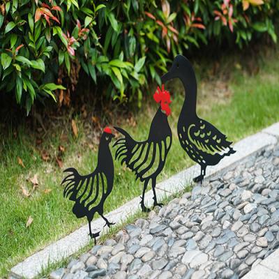 China Metal Silhouette Animal Garden Ornament Customized Stakes Decor for sale