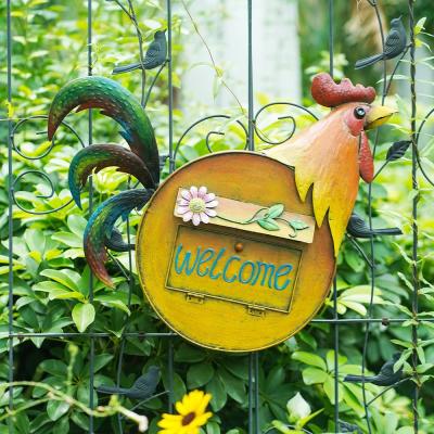 China Creative DIY Animal Garden Ornament Handmade Metal Rooster Mailbox for sale