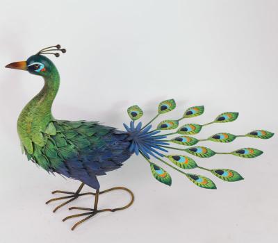 China Iron Peacock Multicolor Weatherproof Animal Garden Figurines for Your Outdoor Wonderland for sale