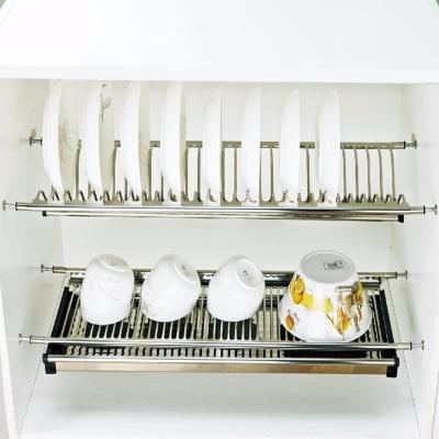 China Sustainable Cabinet Hardware 2 Tiers Kitchen Stainless Steel Dish Rack Kitchen Accessories 800 Cabinets for sale