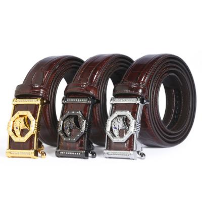 China Custom Feather Matching Full Grain Leather Mens Clothing Animal Monogram Business Logo Men Belt for sale