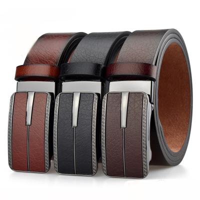 China ALLOY factory direct sales customize waist leather automatic men's PU ratchet buckle belt for sale