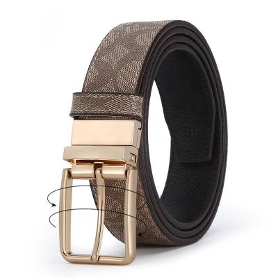 China 2021 Comfortable Hot Double Sides Pure Leather Reversible Belt For Men Dress Belt Turn Buckle Vintage Belt for sale