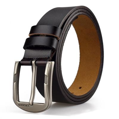 China Wholesale Customized Belt Pin Buckle Genuine Leather Cowhide Belt For Men for sale