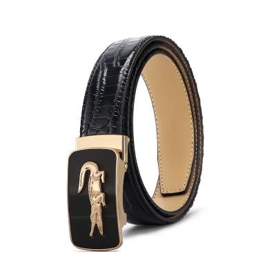 China Comfortable Automatic Belt Crocodile Buckle Genuine Leather Strap Belts For Men for sale