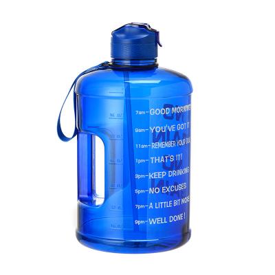 China 3.78L ONE Gallon BPA Free Sustainable Sports Incentive Water Bottle With Time Marker Straw Silicone Ring Water Bottle for sale