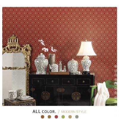 China Modern light luxury American rural trend style solid color pattern mold proof pastoral self staining wallpaper engineering decoration for sale