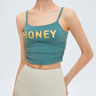 China Beautiful Women Sports Breathable Back Underwear Gathered Yoga Bra Running Top Fitness Sling Yoga Clothes Women for sale