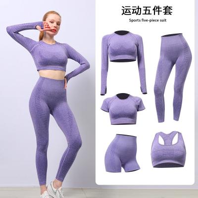 China Surprise Breathable Dot Summer Women Yoga Sets Price Sweat Wicking Underwear Bra Short Sleeve Shorts Long Sleeve for sale