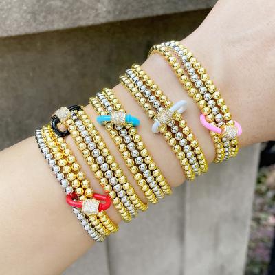 China Hiphop INS Fashion Gold Plated Bead Bracelet Hiphop Multi Layer Beaded Bracelet for sale