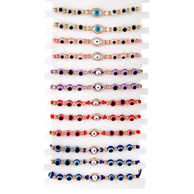 China Wholesale FASHIONABLE Turkish Hand Knitting Blue Evil Eye Bead Bracelet for sale