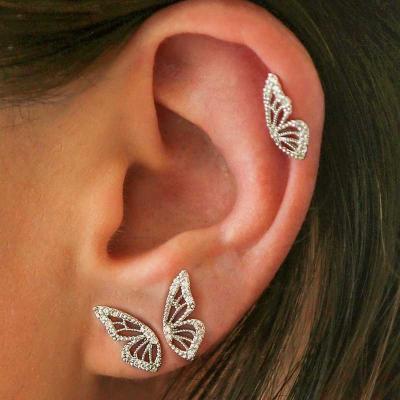 China Fashion Exquisite TRENDY Rose Gold Women Rhinestone Butterfly Crystal Stud Earrings for sale