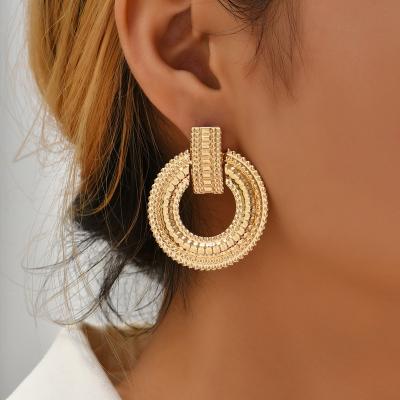 China New Design Wholesale Trendy Geometric Circle Metal Circle Women's Punk Earrings for sale