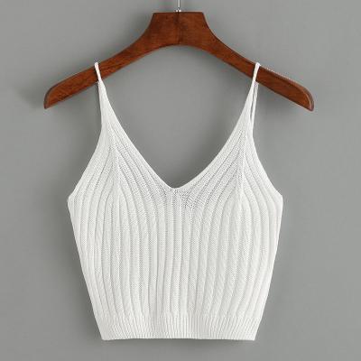 China Hot New Fashion Women's Summer Anti-Shrinkage Crop Top V-Neck Strappy Basic Top for sale