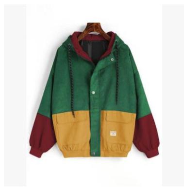 China Factory good quality patchwork color block women's oversized baseball corduroy oversized coat anti-shrink coat for sale