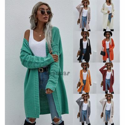 China Anti-wrinkle Mix Size Color Women Long Cardigans Autumn Winter Fashion High Quality Green Knit Cardigan for sale