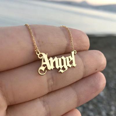 China New Next Ebay Women's Casual/Sporty Angel Letter Necklace Gold Simple Pending Necklace for sale