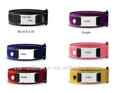 China Custom ID Laser Metal Tag ID Band Engrave Silicone ID Metal Sport Band for sale