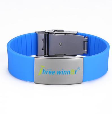 China silicone wristband & Bracelet Alibaba Porcelain With ID Metal Clasp Silicone Chain Bracelets for sale