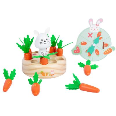 China Baby's First Learning Toy Kids Educational Wooden Sensory Toy Kids Simulation Carrot Pulling Rabbit Magnetic Kindergarten Game Kindergarten for sale