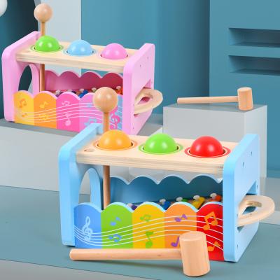 China Educational Wooden Xylophone Hammering Toy Wooden Hammer and Ball Toy Wooden Musical Toys for Kids for sale