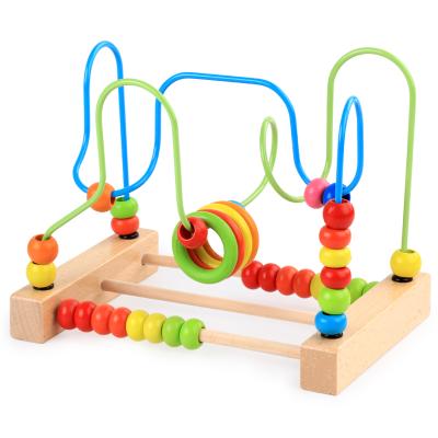 China Bead Circle Toy Abacus Maze Game Educational Maze Roller Coaster Wooden Educational Toys For Toddlers for sale