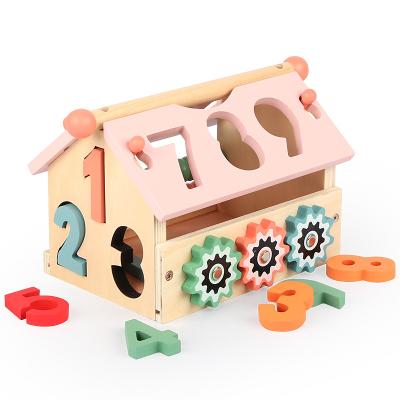 China Educational Children's Wooden Multifunctional Disassembly Wisdom House Toys Form Color Digital Cognitive Interactive Educational Toys for sale