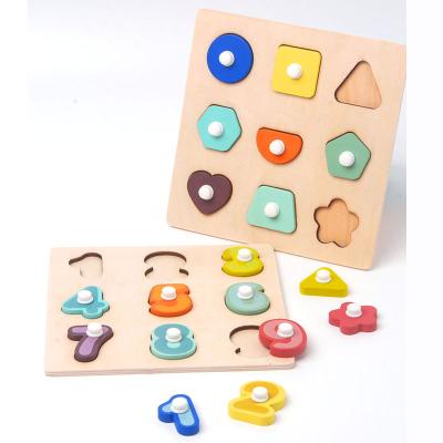 China Alphabet and Number Educational Toy Wooden Baby Hand Grasp Match Puzzle Early Educational Wooden Jigsaw Toy for Baby Infant for sale