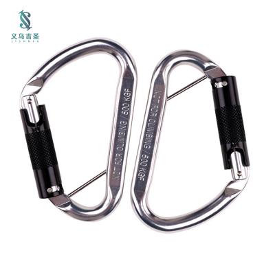 China High Quality Outdoor 10cm Type D 7075 Aviation Aluminum Screw Lock Automatic Head Climbing Carabiner Multifunctional for sale