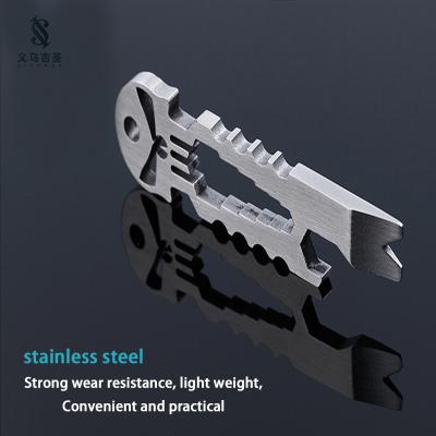 China Multifunctional Portable Head Key Chain EDC Survival Tool Wrench Crowbar Bottle Opener for sale