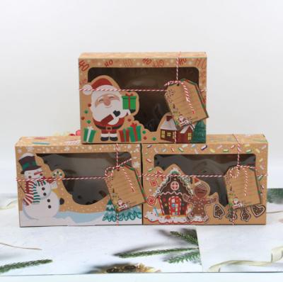 China Recyclable European Style Christmas Gift Cookie Box Donut Bread Box With Transparent Window Bakery Gift Cupcake / Muffin Box for sale