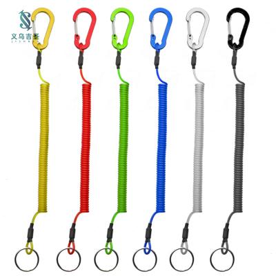 China Durable High Quality Spring Rope Safety Aluminum Alloy Color Steel Wire Fishing Lanyard Fishing Accessories for sale