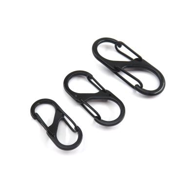 China Hot Sale Key Holder Zinc Alloy S Shape Carabiner All Black Matte Buckle Hook for sale