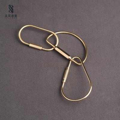 China Durable Custom Brass Metal Key Ring Screw Lock Key Chain Carabiner for sale