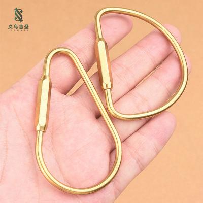 China Durable Manufacturers Supply Durable Key Buckle Oval Brass Gold Brass Screw Lock Chain Ring for sale