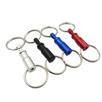 China Durable Multi-Functional Pull-Open Detachable Key Ring Aluminum Alloy Double Key Chain for sale